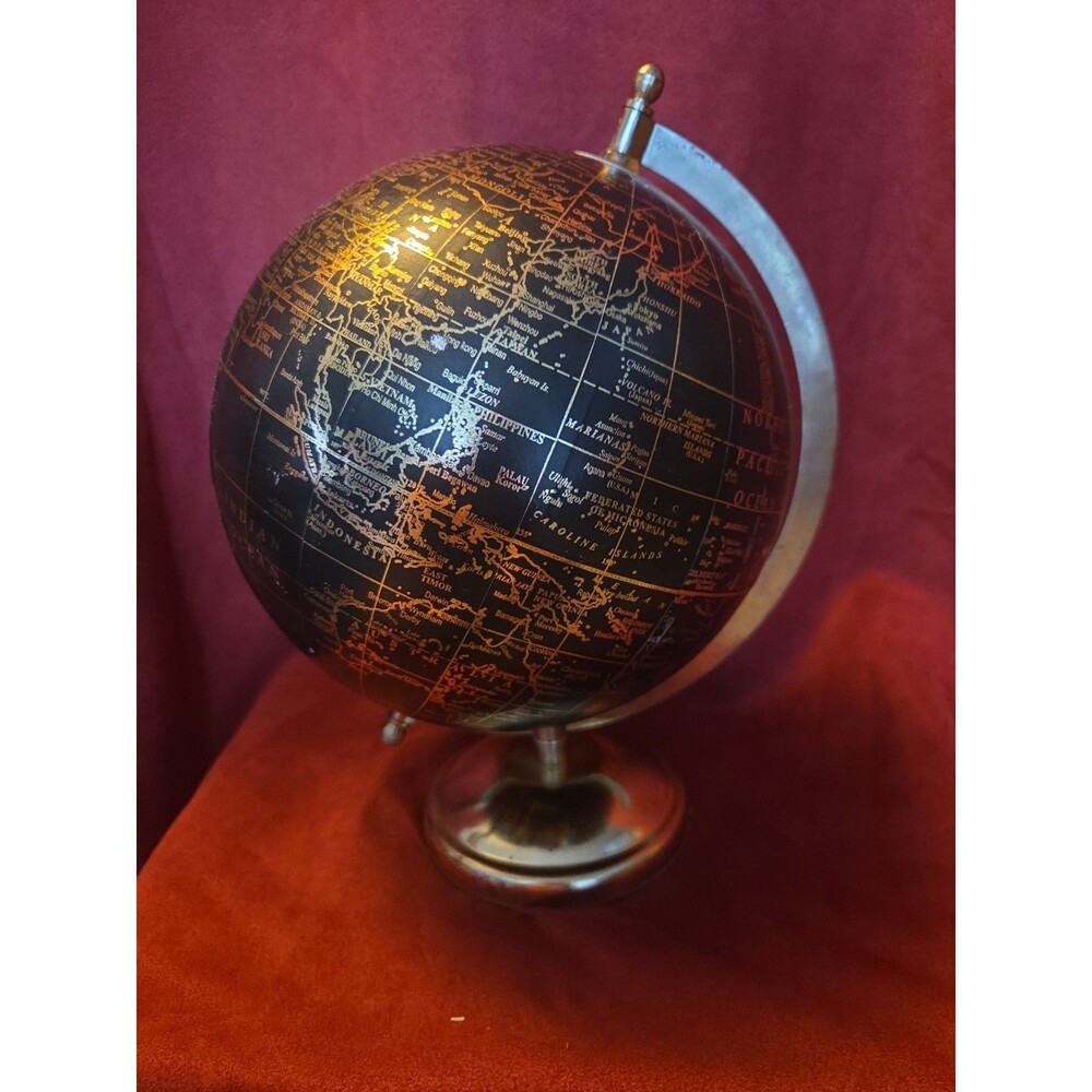 Better Homes & Gardens Black Gold Desk Globe World Map Decorative Accent